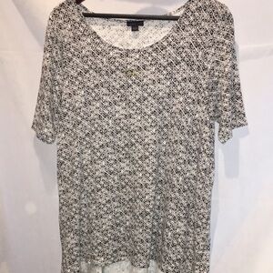 J Jill Black And White Print Short Sleeve Blouse Top | Size M
